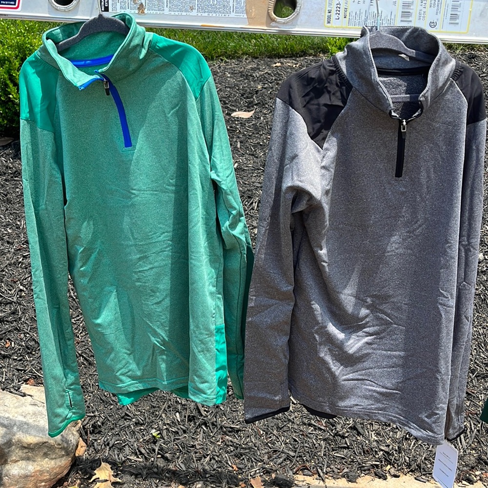 2 long sleeve 3/4 Zip Performance Tops. Smoke free, dog friendly home